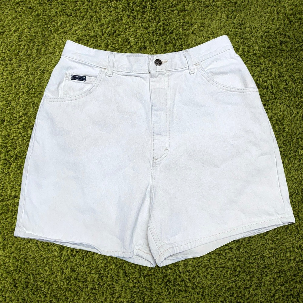 Vintage Lee Riveted Denim Shorts Women's 30 White High Rise Mom Jean Shorts